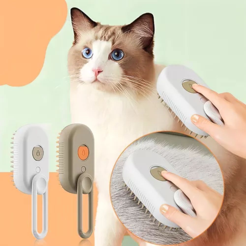 Cepillo a Vapor 3 en 1 para Perros y Gatos Desenreda y Da Brillo