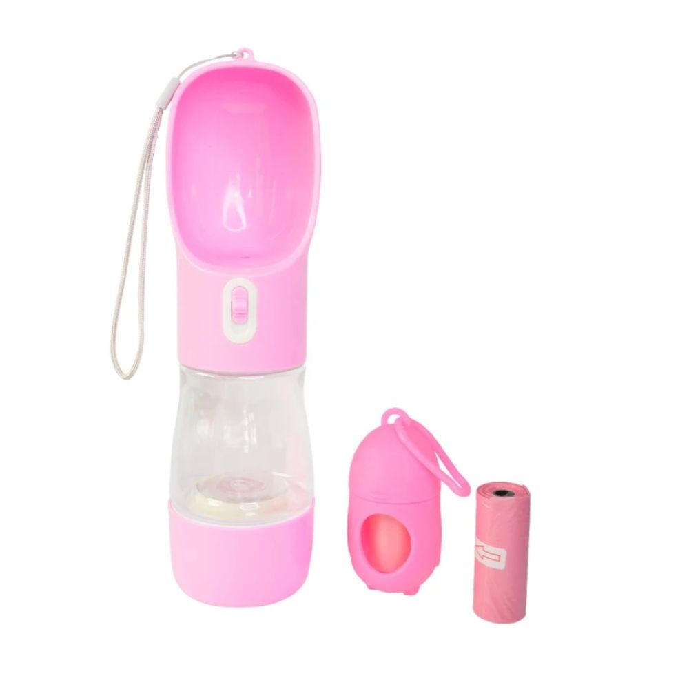 Dispensador Portátil de Agua y Comida para Perros y Gatos 3 en 1 con Bolsas Incluidas