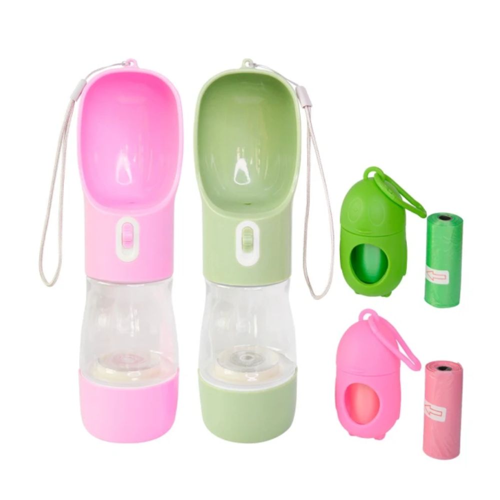 Dispensador Portátil de Agua y Comida para Perros y Gatos 3 en 1 con Bolsas Incluidas