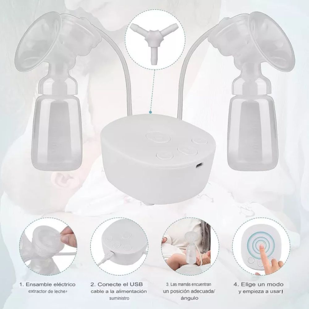 Extractor de Leche Materna Eléctrico Portátil Silencioso con 3 Modos y 9 Niveles de Succión USB