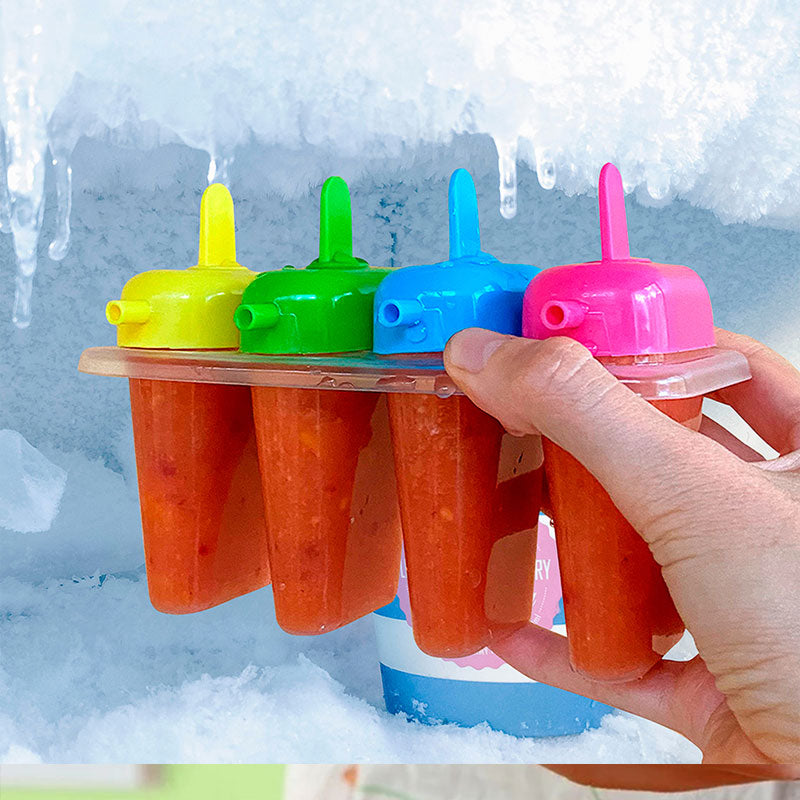 Molde para Paletas de Hielo 4 Puestos con Mangos de Colores