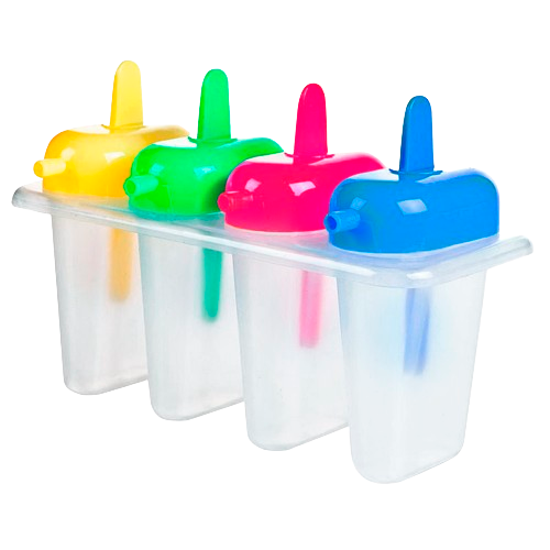 Molde para Paletas de Hielo 4 Puestos con Mangos de Colores