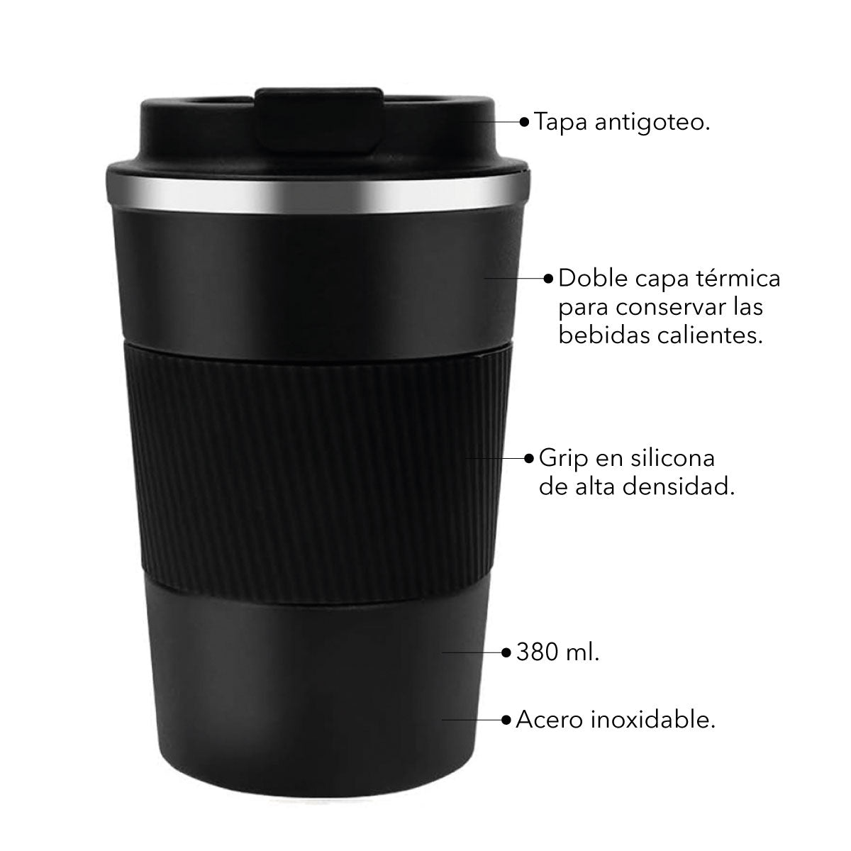 Mug Térmico de Doble Pared con Tapa Press Open