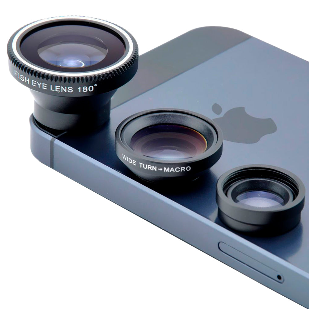 Set de Lentes para Celular Macro, Gran Angular y Ojo de Pez con Clip