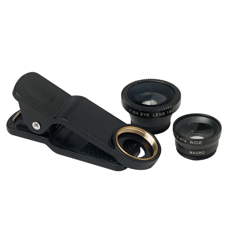 Set de Lentes para Celular Macro, Gran Angular y Ojo de Pez con Clip