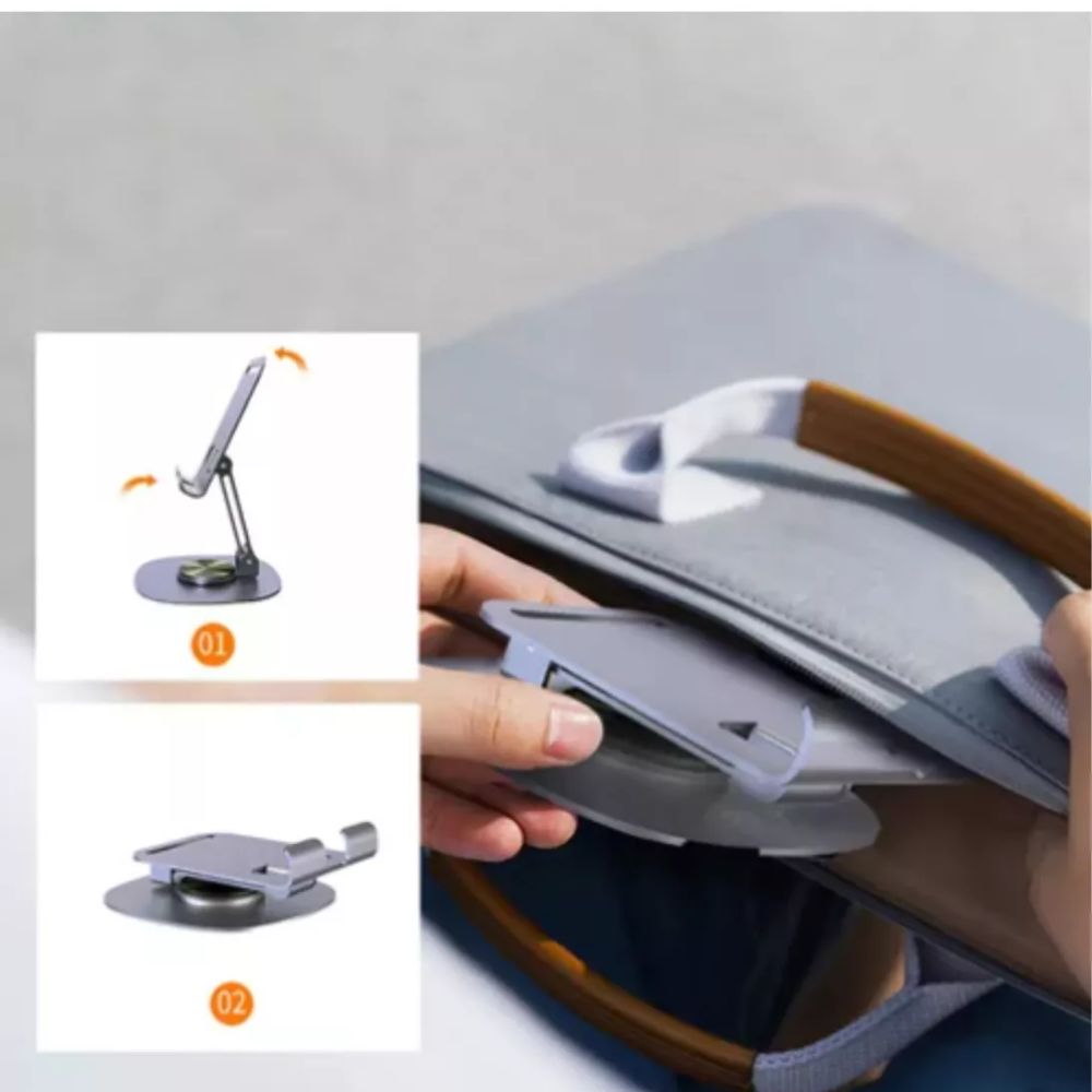 Soporte Celular y Tablet 360° Ajustable - Base Metálica para Escritorio