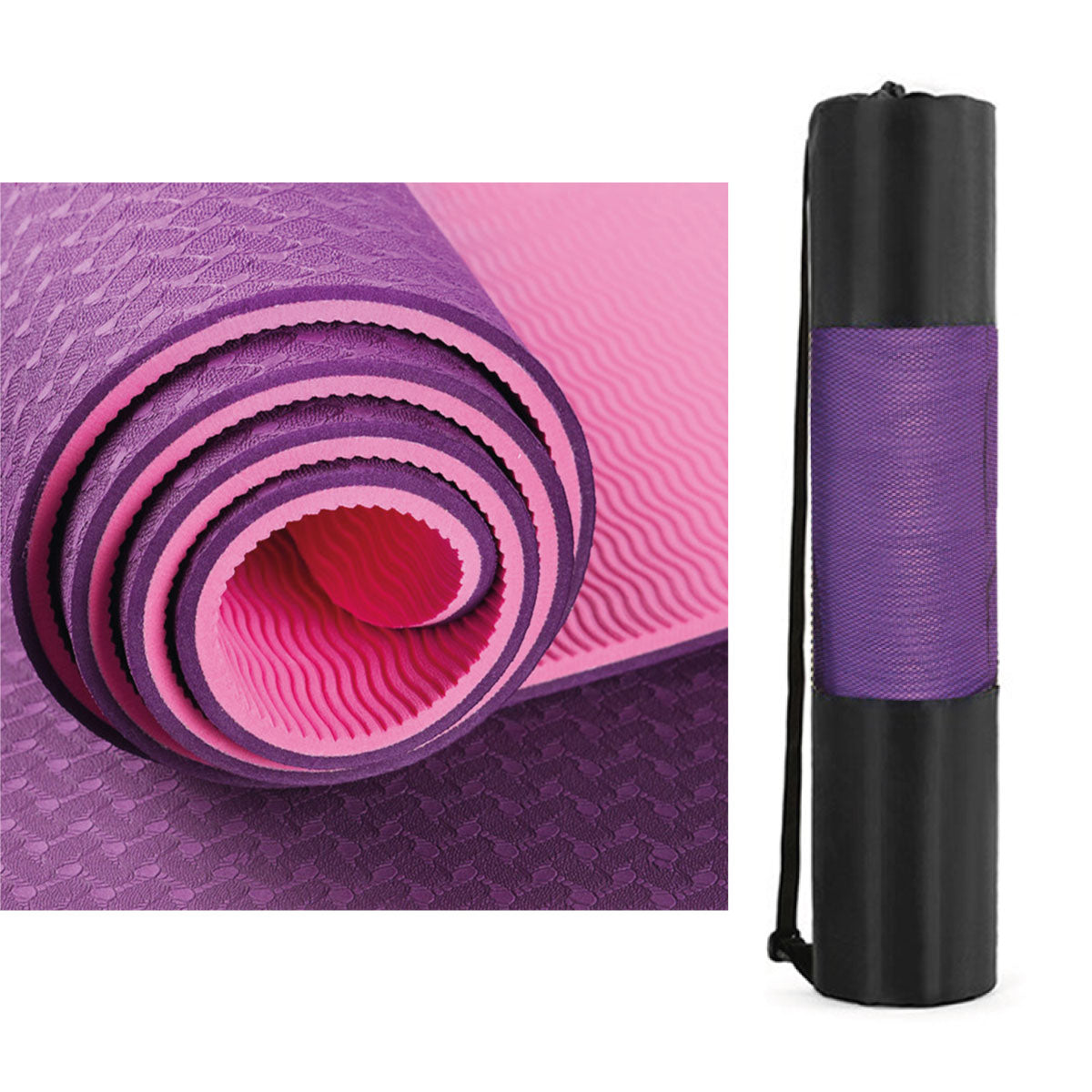Tapete de Yoga Bitono 6mm en TPE - Antideslizante y Biodegradable con Estuche