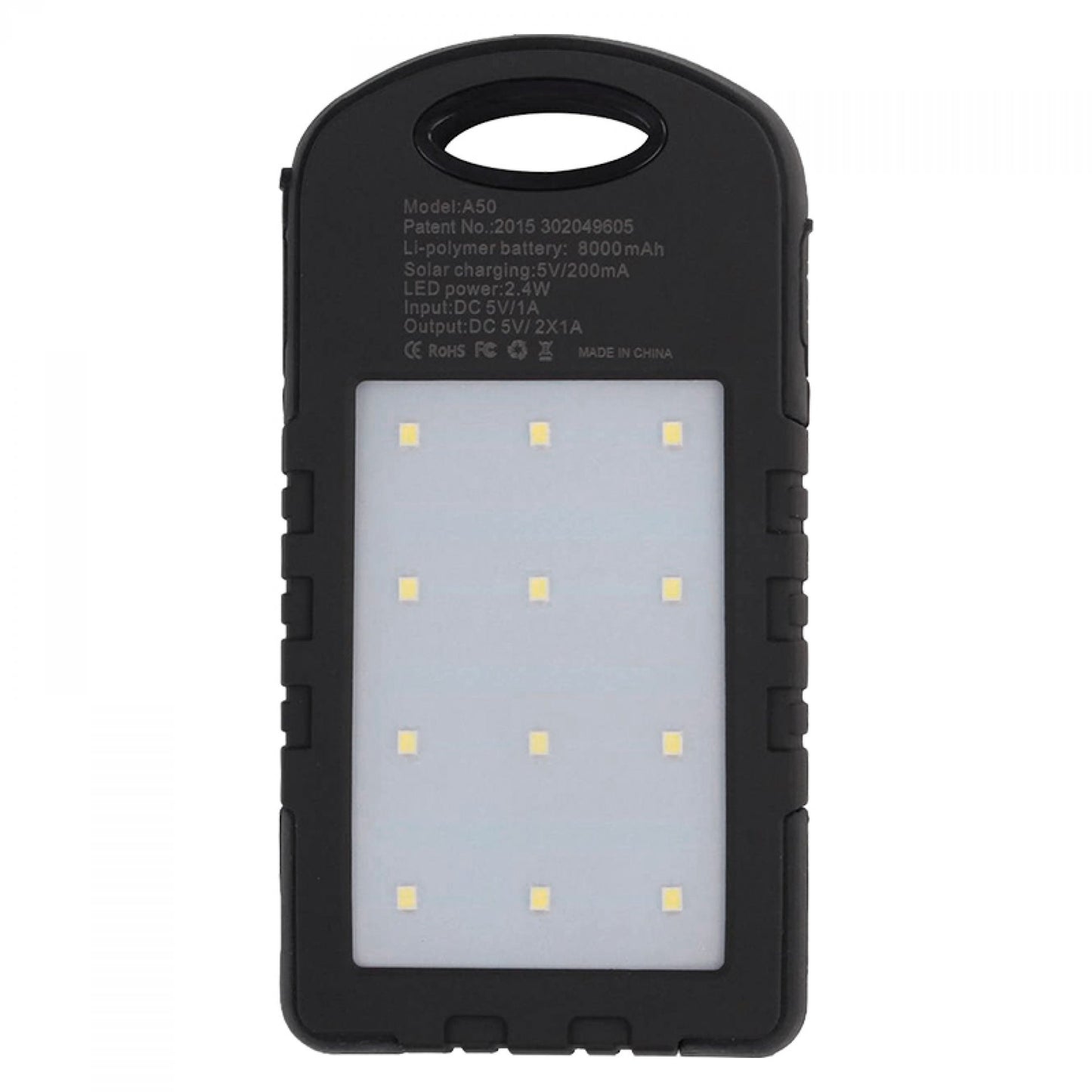 Power Bank Solar 4000mAh - Linterna LED + Luz UV + Doble USB