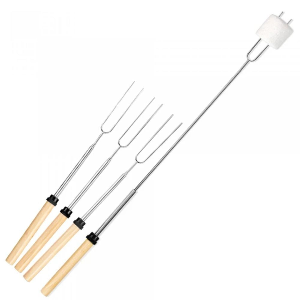 Pinchos Acero Inoxidable Extensibles Set X 4 Asado, Fondue