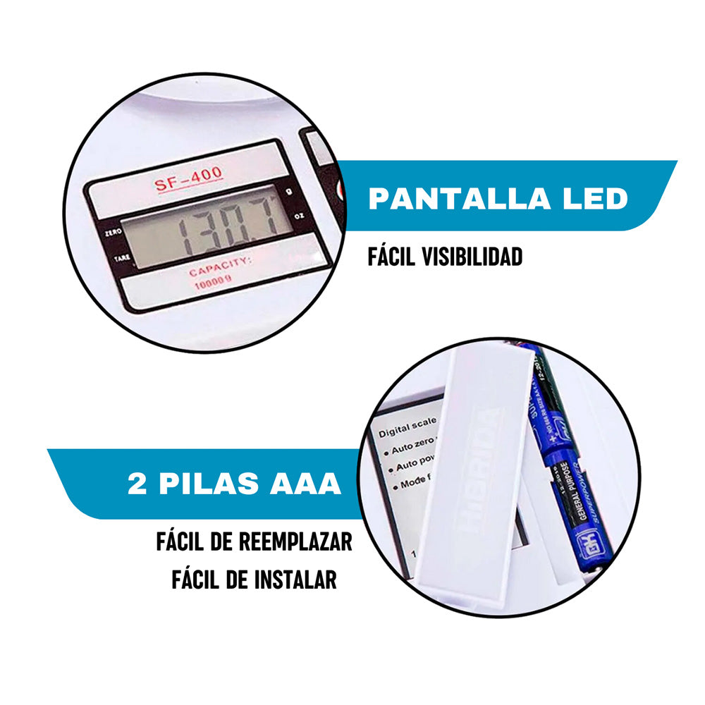 Balanza Gramera Cocina Digital 10kg Precisa LCD Vidrio Función Tara