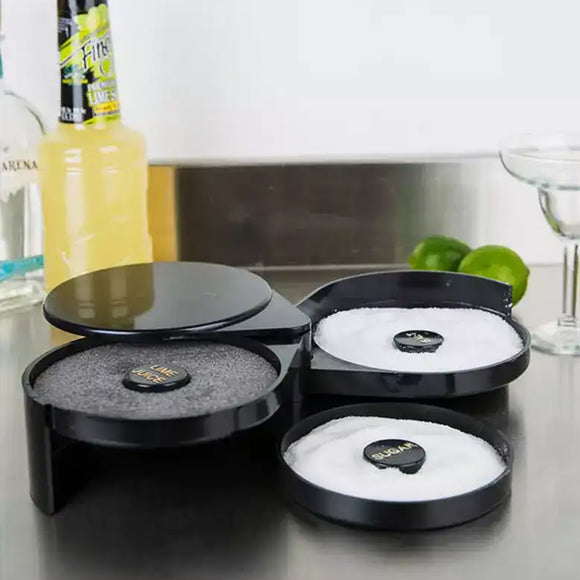 Bordeador de Copas y Vasos Rimmer para Margaritas Micheladas Escarchador Profesional 3 Compartimentos PVC