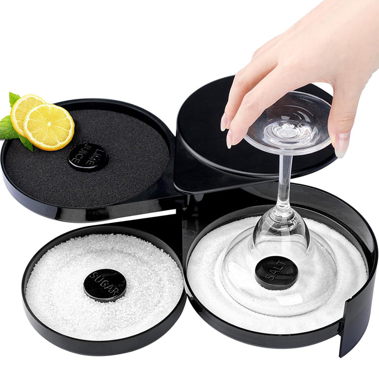 Bordeador de Copas y Vasos Rimmer para Margaritas Micheladas Escarchador Profesional 3 Compartimentos PVC