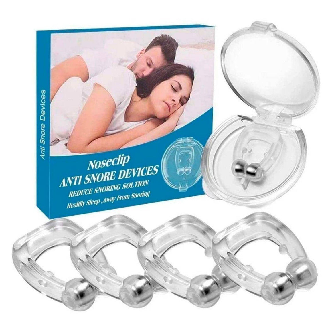 Clip Antironquidos Imantado de Silicona x4 para Apnea del Sueño Mejora Respiración Nasal Naturalmente