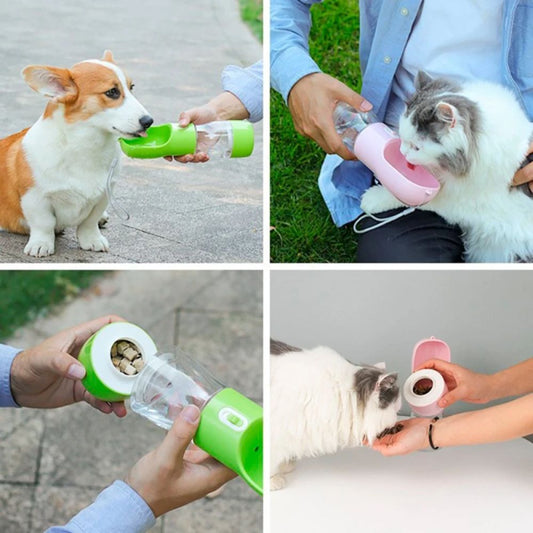 Dispensador Portátil de Agua y Comida para Perros y Gatos 3 en 1 con Bolsas Incluidas