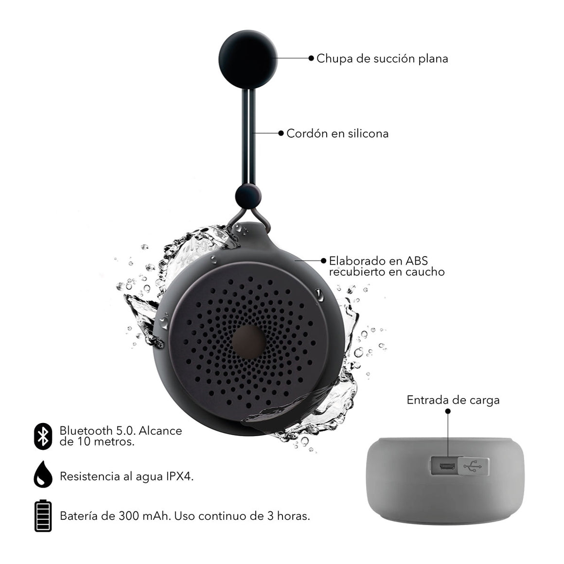 Parlante A Prueba De Agua Bluetooth Para Ducha Bluetooth 5.0