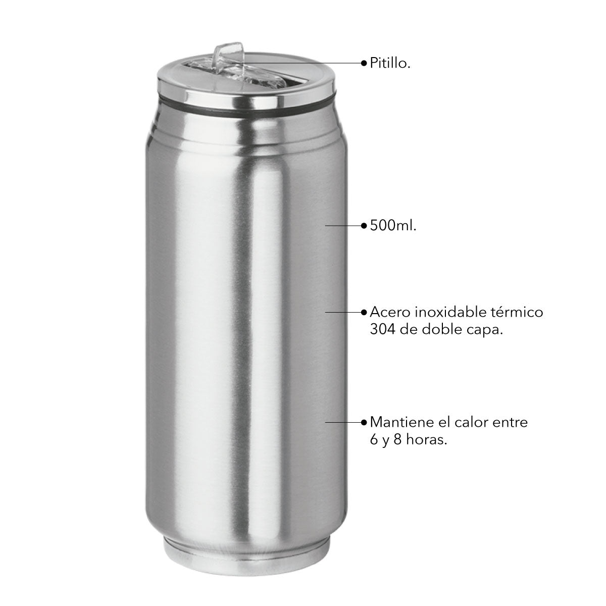 Mug Térmico en Acero Inoxidable 500ml – Diseño Tipo Lata de Soda