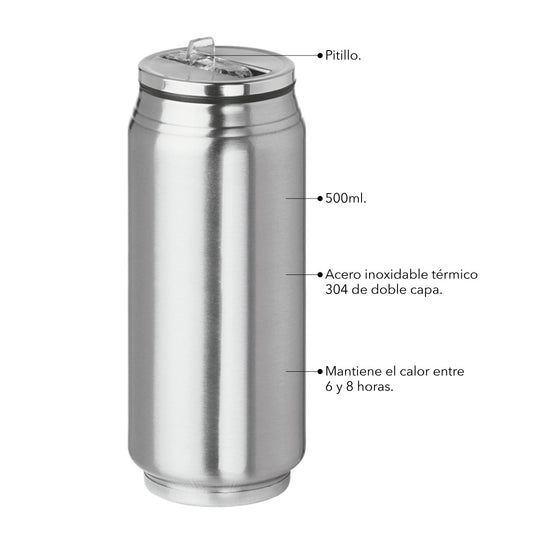 Mug Térmico en Acero Inoxidable 500ml – Diseño Tipo Lata de Soda