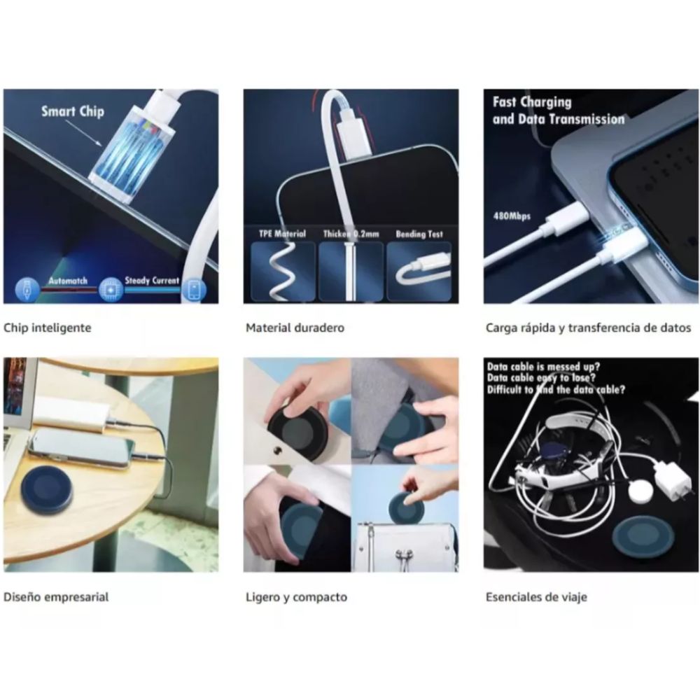 Kit de Carga Múltiple para Celular – USB, Tipo C, iOS