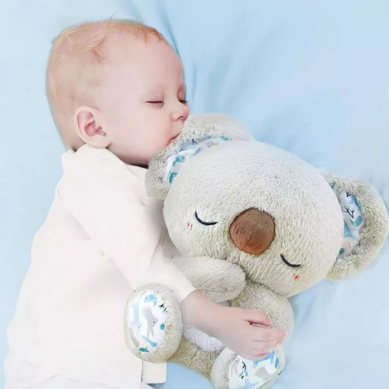 Koala de Peluche Gris que Late, Brilla y Respira Para Dormir los Niños