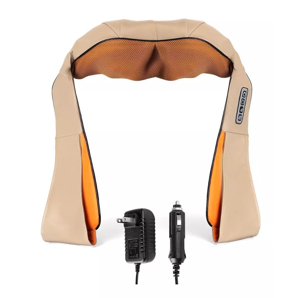 Masajeador Eléctrico para Cuello y Espalda Con Calor Infrarrojo Color Negro