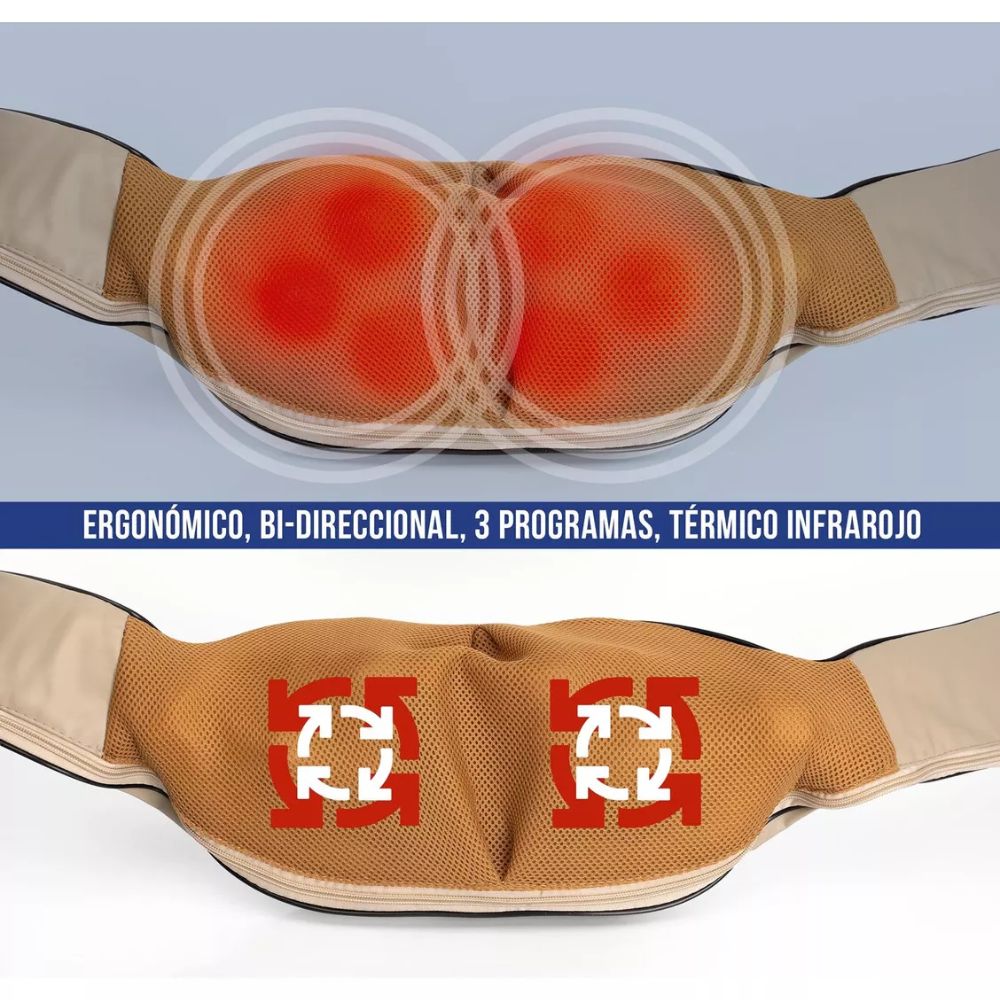 Masajeador Eléctrico para Cuello y Espalda Con Calor Infrarrojo Color Negro