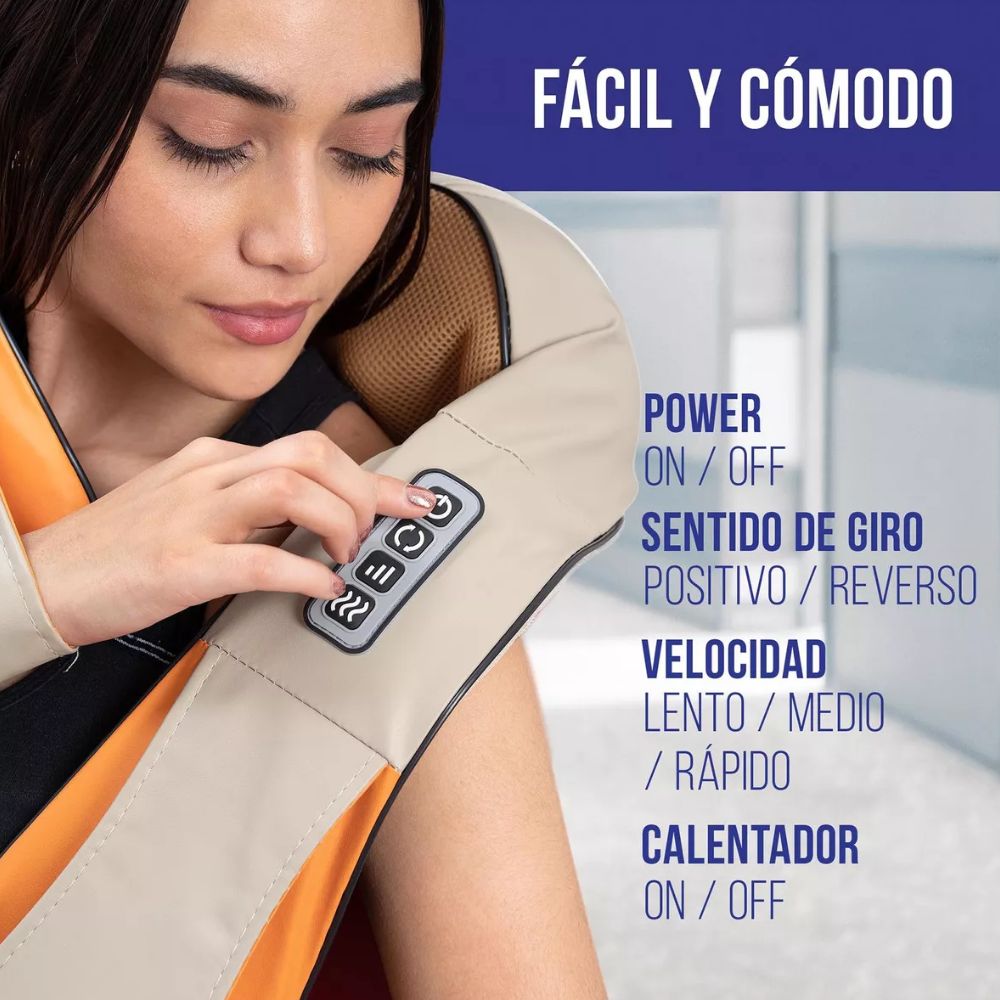 Masajeador Eléctrico para Cuello y Espalda Con Calor Infrarrojo Color Negro