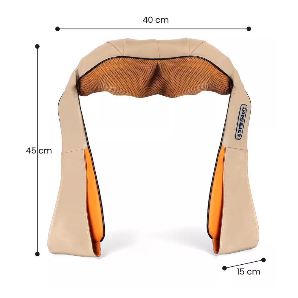 Masajeador Eléctrico para Cuello y Espalda Con Calor Infrarrojo Color Negro