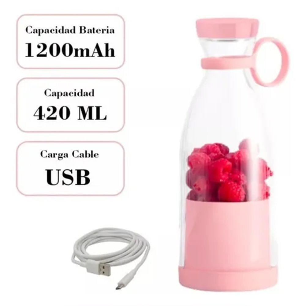 Mini Licuadora Portátil USB Recargable Para Jugos y Batidos 420ml