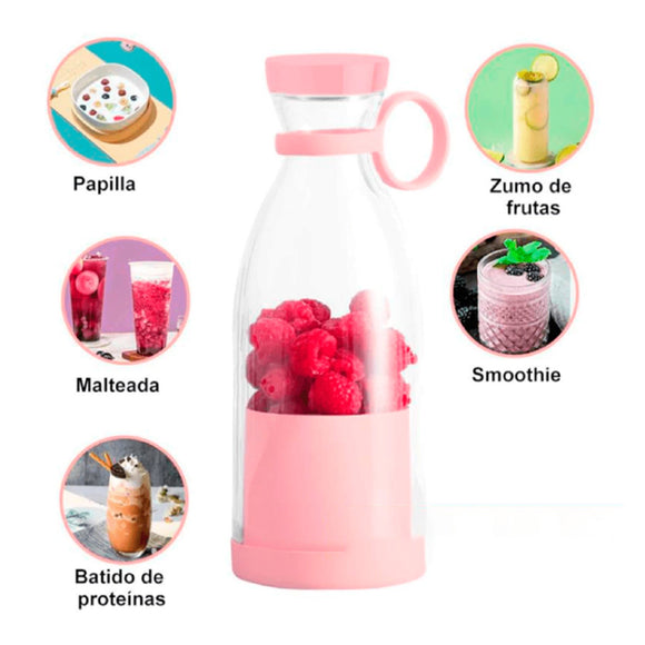 Mini Licuadora Portátil USB Recargable Para Jugos y Batidos 420ml