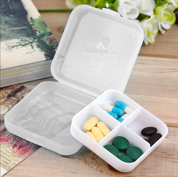 Pastillero con 4 Compartimientos – Caja Organizadora de Medicamentos con Bandeja Removible