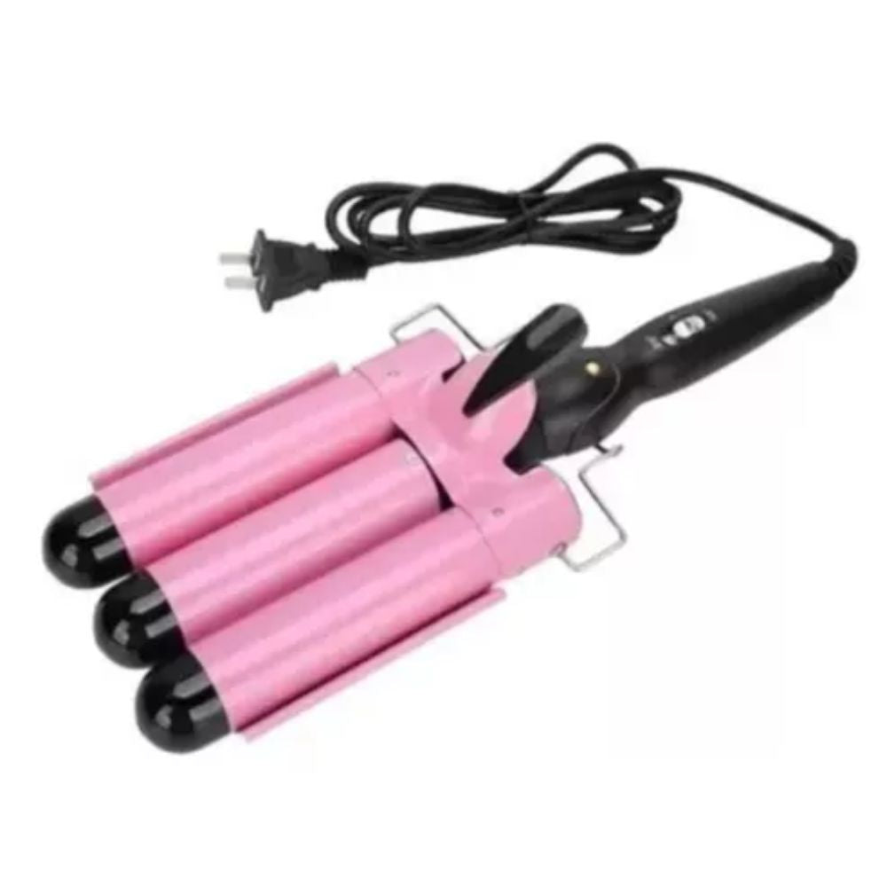 Pinza Onduladora 3 Tubos Rizos de Sirena Fáciles y Duraderos para Cabello con Calor Uniforme y Estilo Profesional