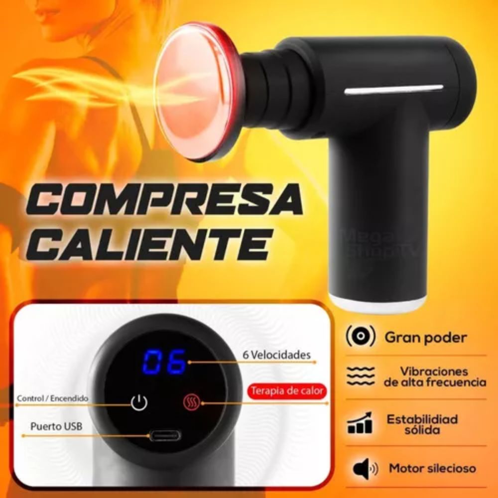 Pistola de Masaje Muscular Eléctrica 5 en 1 con Frío y Calor Alivio y Recuperación Rápida