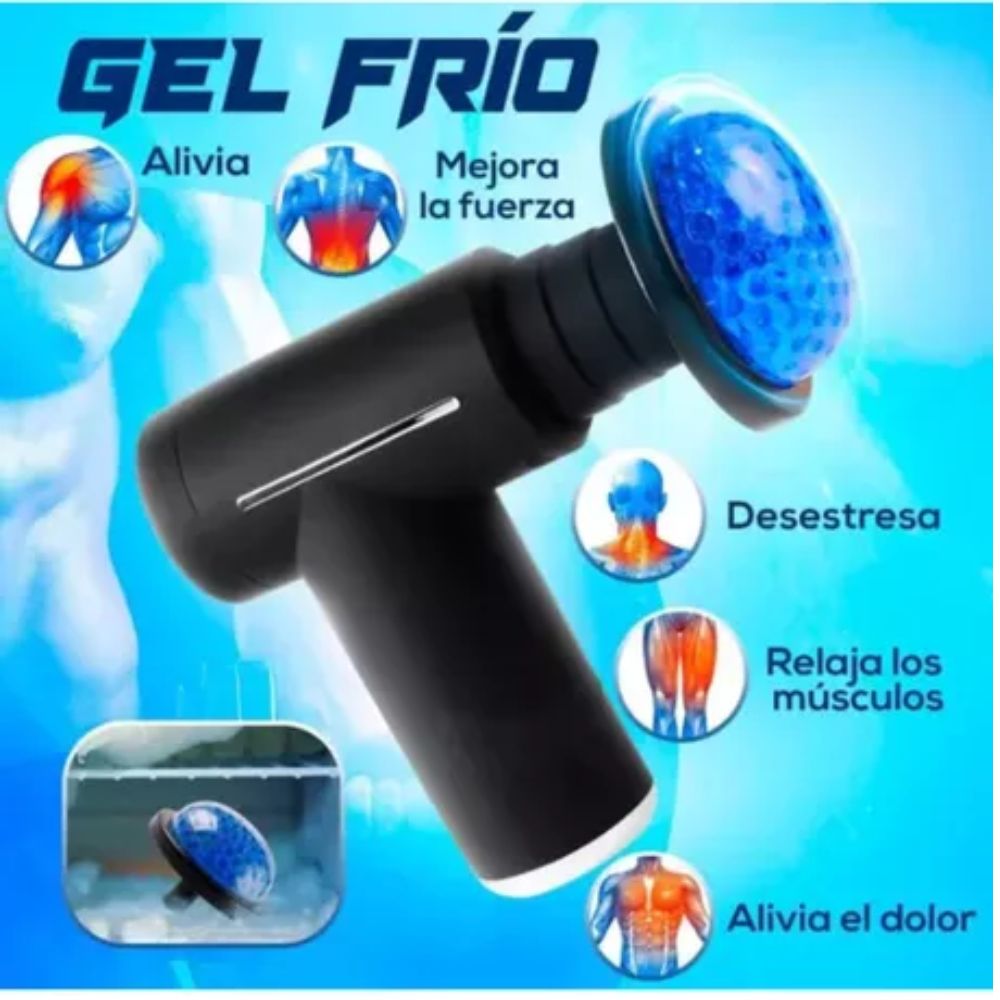Pistola de Masaje Muscular Eléctrica 5 en 1 con Frío y Calor Alivio y Recuperación Rápida