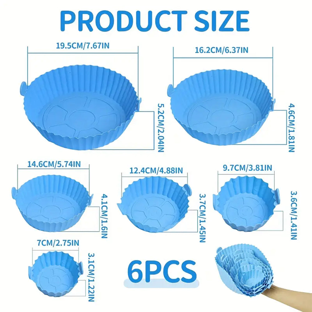 Set x6 Bandejas de Silicona para Airfryer – Reutilizables y Antiadherentes