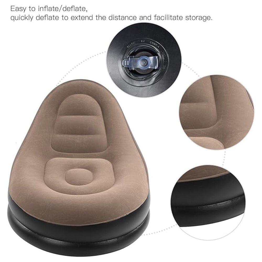 Sillón Inflable Puff Reclinable con Posapiés Comodidad Portátil PVC Terciopelo Ideal Interior Exterior