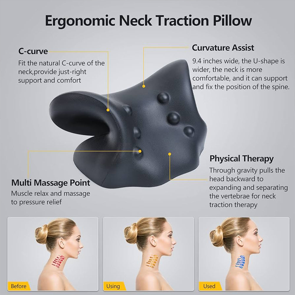 Soporte de Tracción Cervical Relajador Quiropráctico para Cuello y Hombros Ergonómico Ajustable para Alivio del Dolor y Estrés Diario