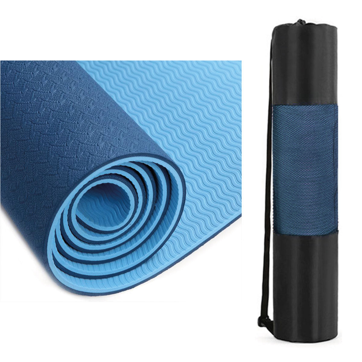Tapete de Yoga Bitono 6mm en TPE - Antideslizante y Biodegradable con Estuche